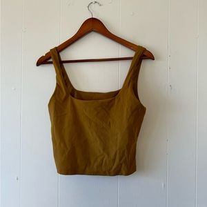 FABLETICS Crop Tank Top Built In Bra No Padding Mustard Yellow Lydia M Medium